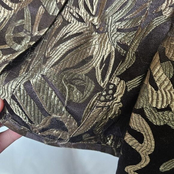 Chico's Women's Jacket Size 3 L Floral‎ Silk Rayon Brown Long Sleeve Classic - Picture 11 of 15